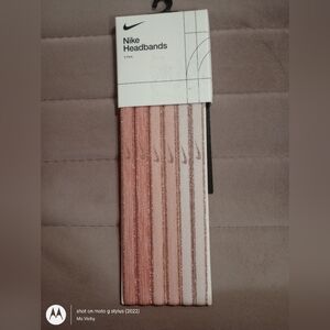 Headbands. Nike. 6 Pack. Coral, Pastel Pink, Ivory w/ Gold Metallic Logo and Rim